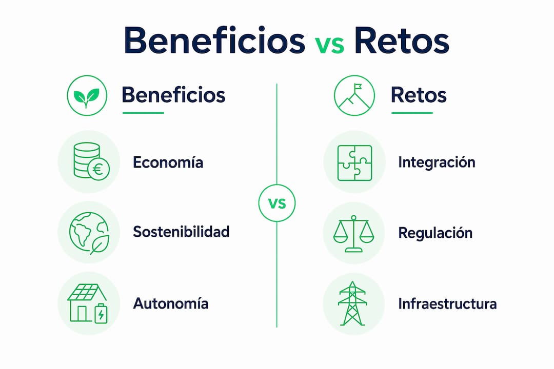 Infografía sobre las ventajas y desafíos del autoconsumo
