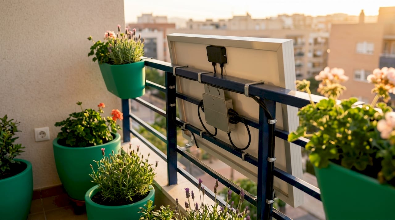 Instalación de un panel solar con microinversor en el balcón de casa