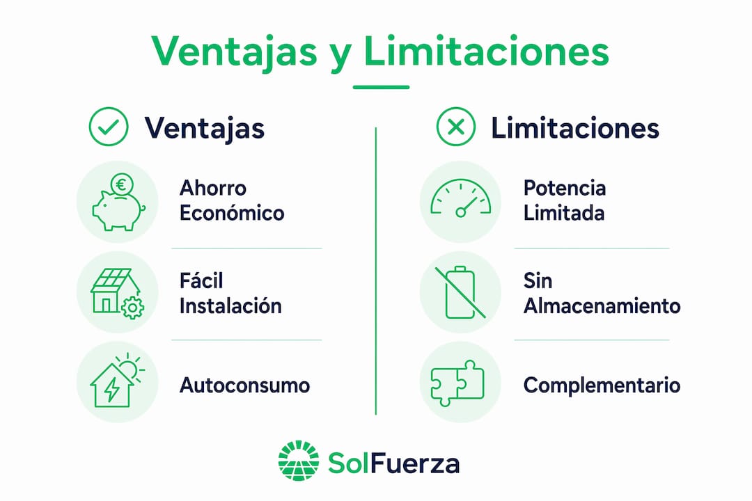 Infografía sobre los pros y contras de los sistemas solares plug and play