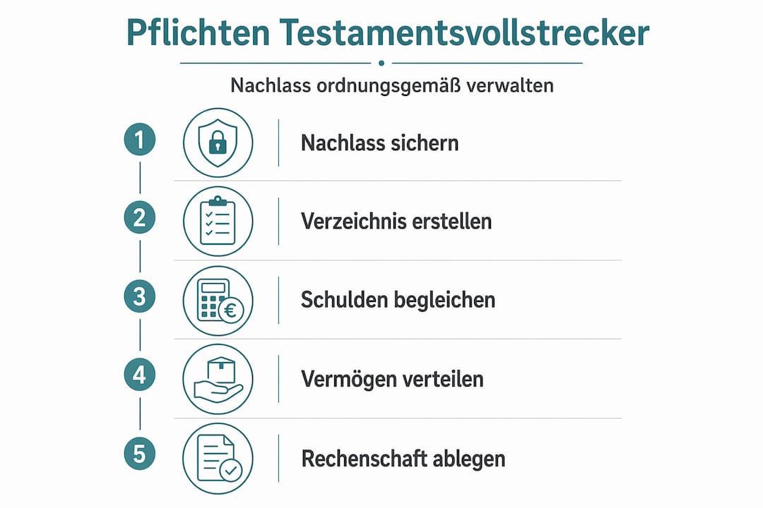 Übersicht: Die wichtigsten Aufgaben eines Testamentsvollstreckers auf einen Blick