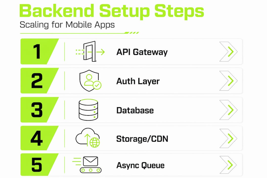 Infographic scalable backend architecture step-by-step