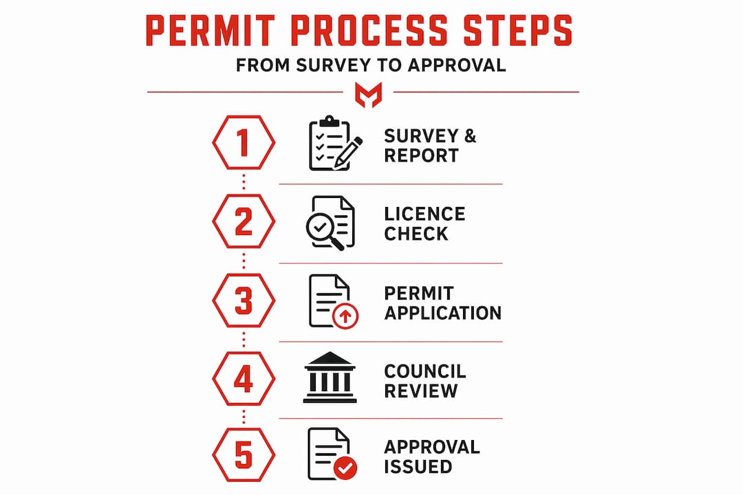 Infographic showing asbestos permit process step-by-step