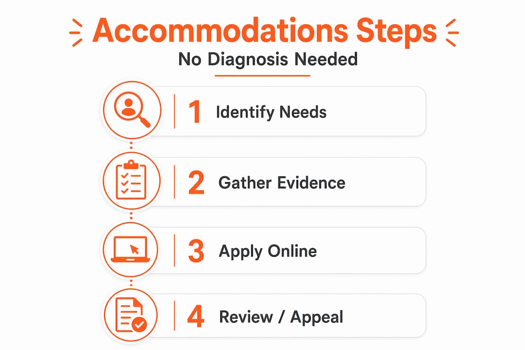 Infographic steps to MCAT accommodations without diagnosis
