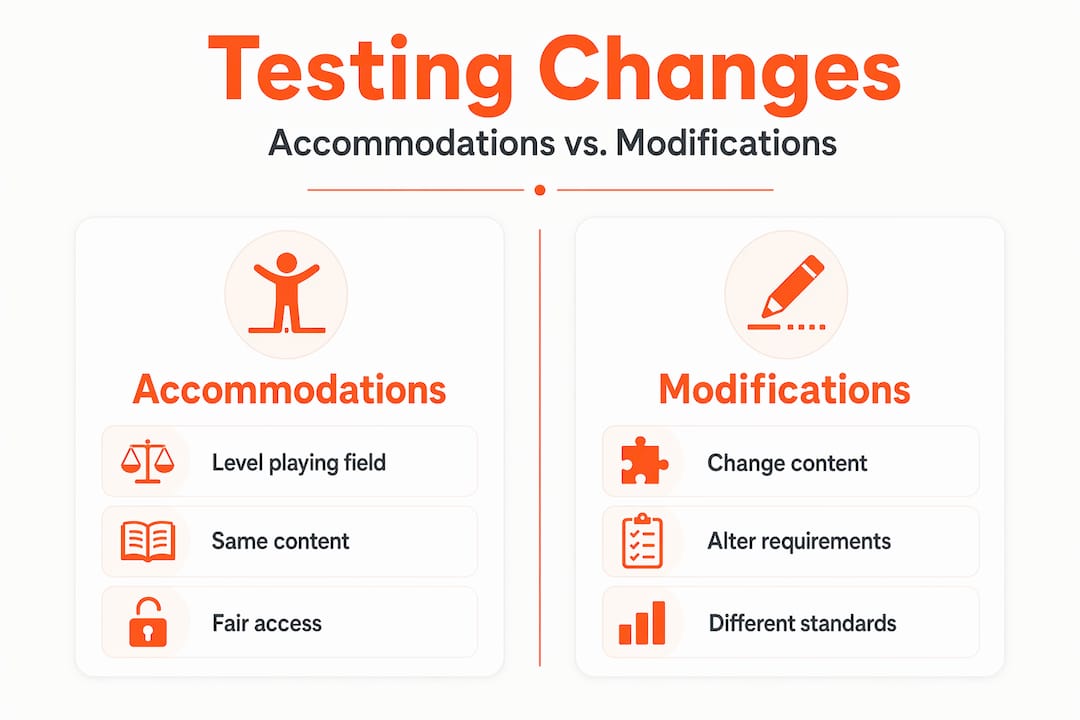 Infographic comparing accommodations and modifications