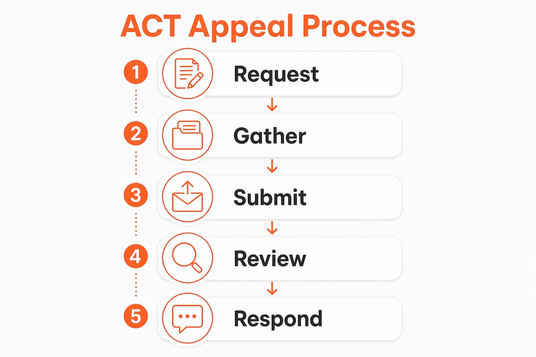 Infographic showing ACT accommodations appeal steps