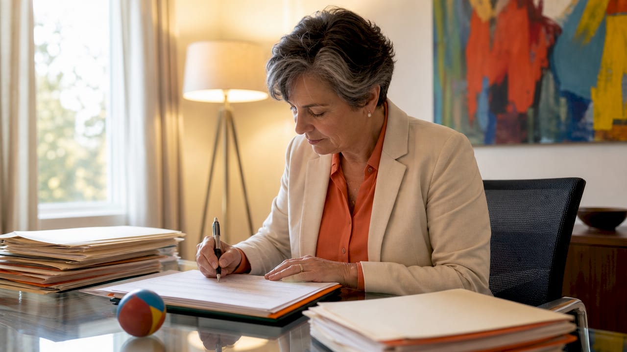 Clinician signing detailed disability evaluation report
