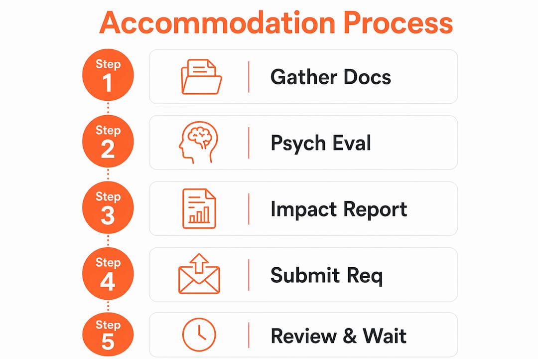 Infographic showing steps to secure test accommodations