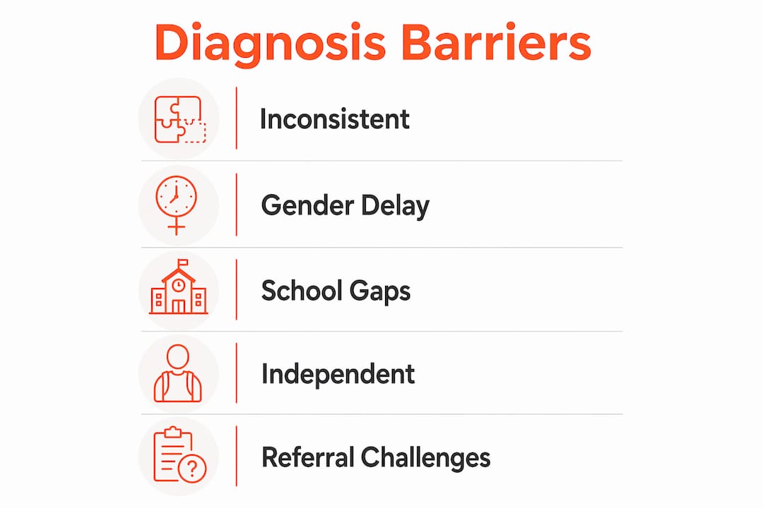 Infographic illustrating barriers to disability diagnosis