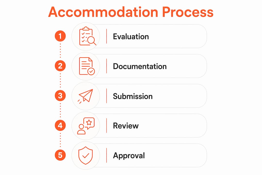 Infographic outlining accommodation process steps