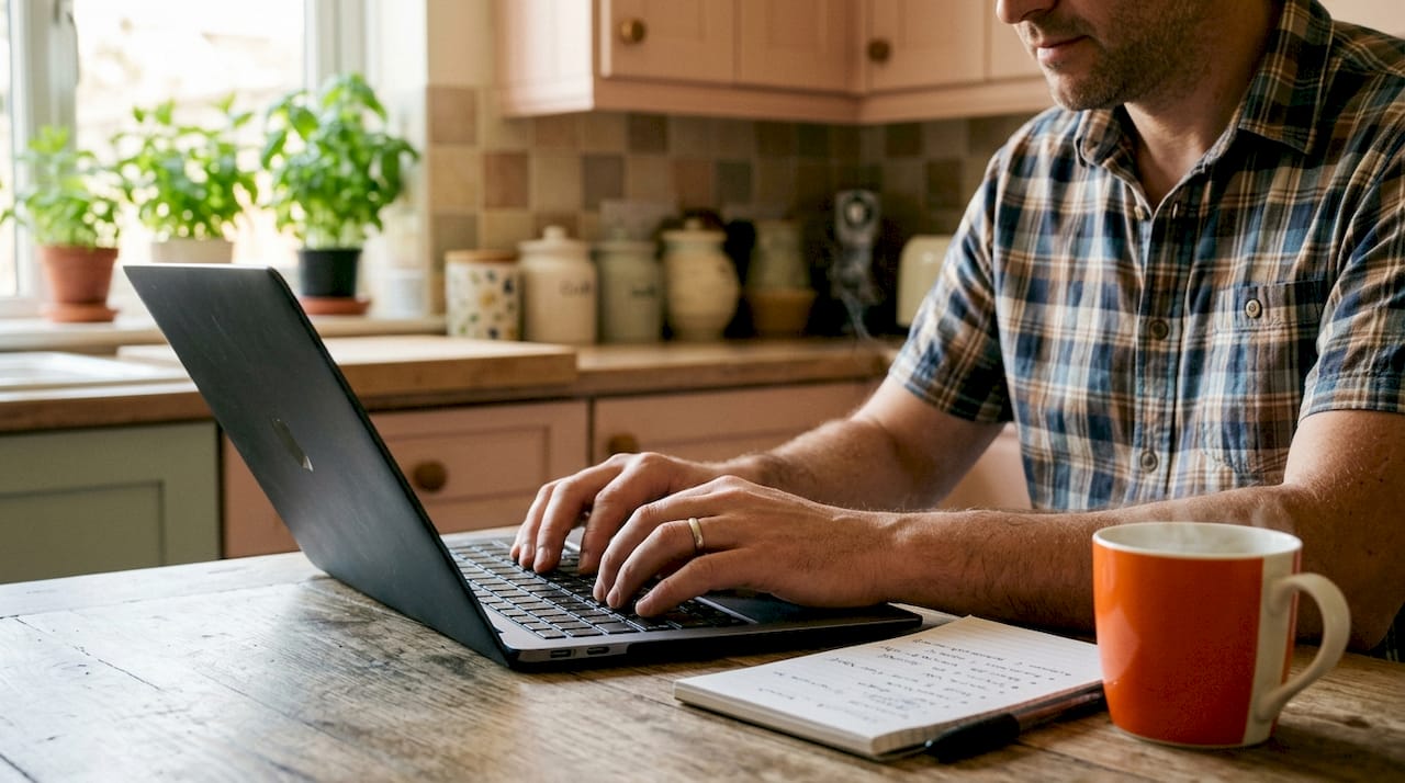 Father typing accommodation request email
