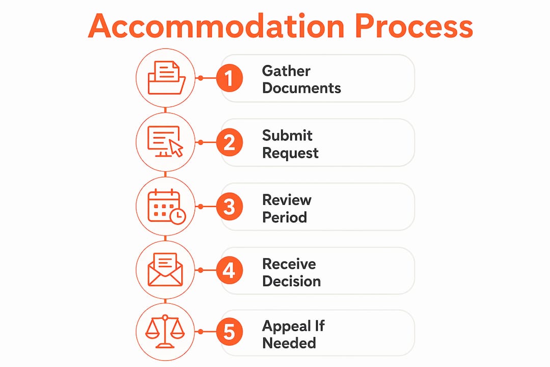 Infographic summarizing steps to request accommodations