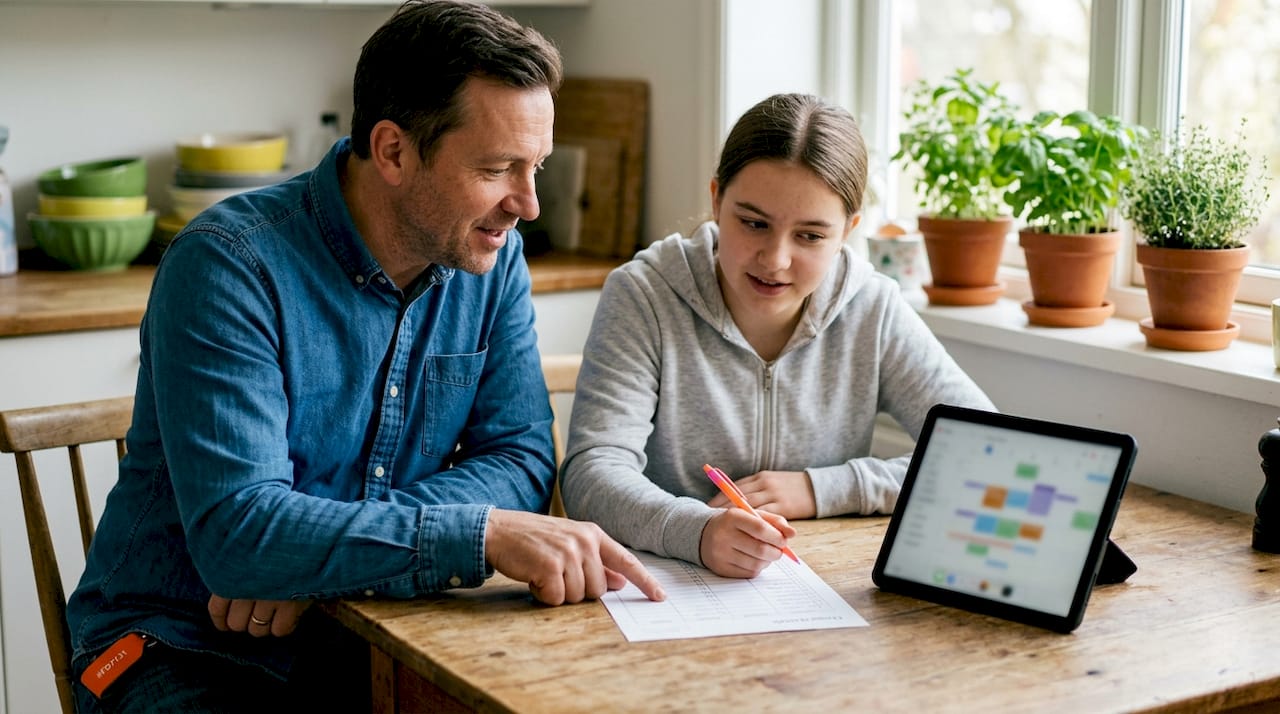 Parent and teen reviewing accommodation milestones