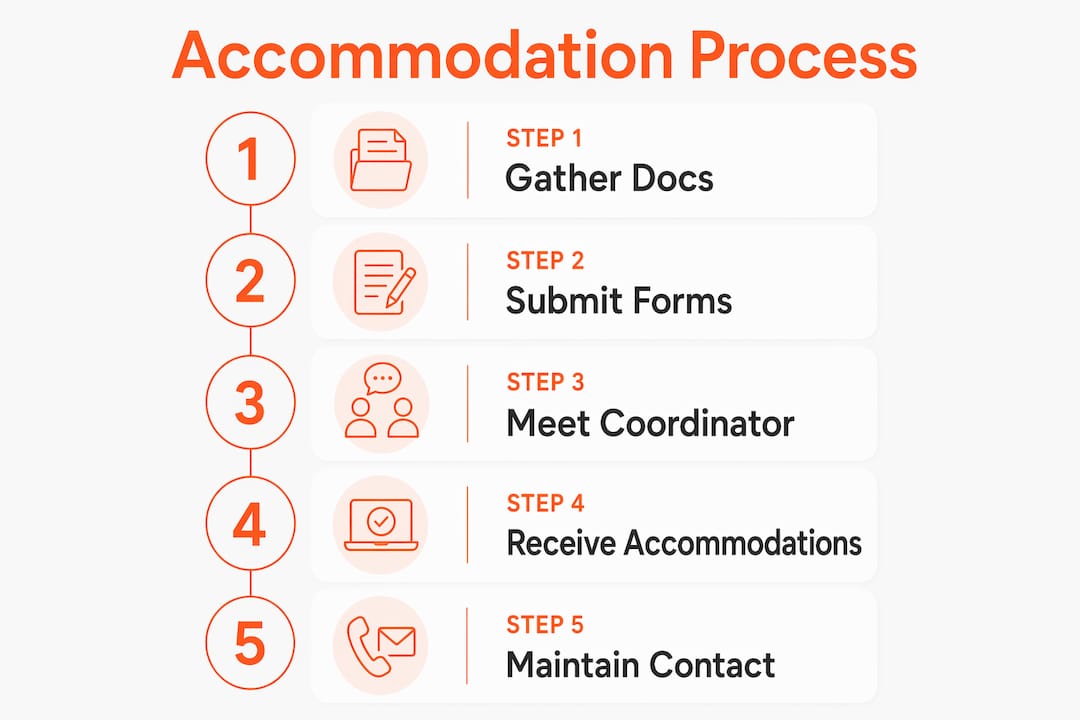 Infographic outlining accommodation steps