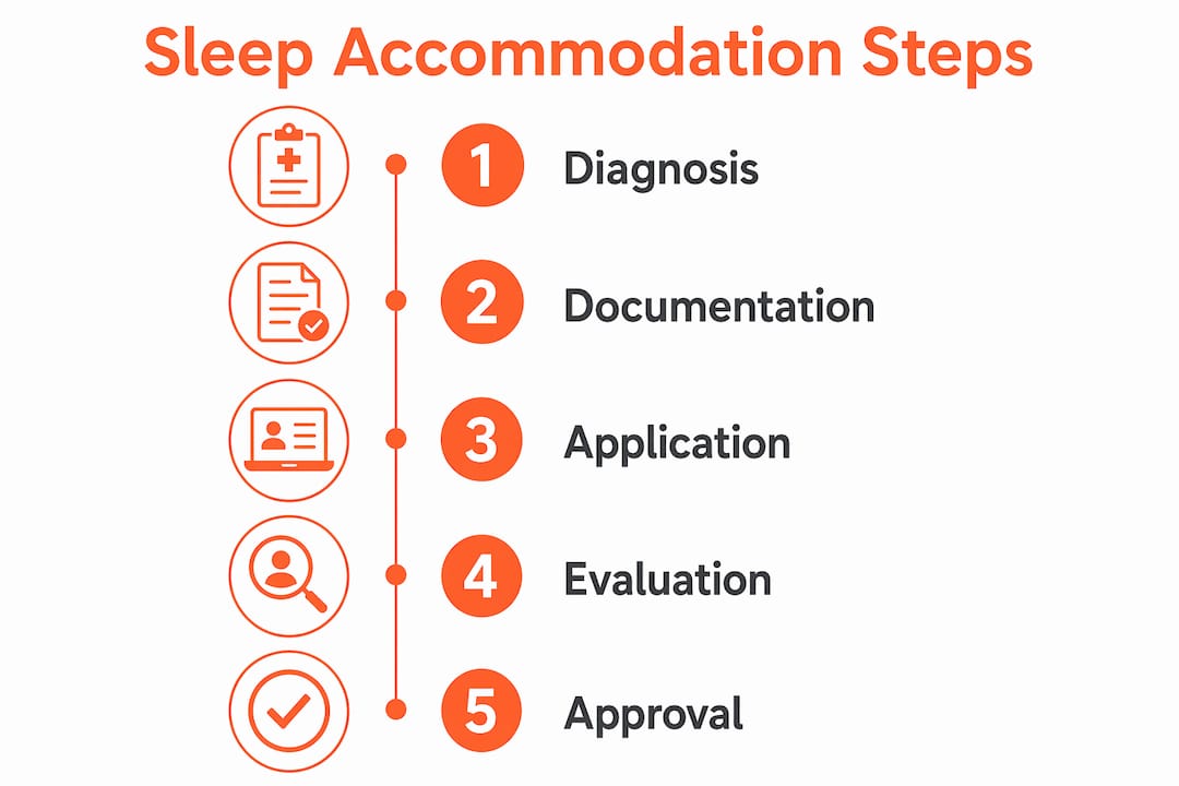 Infographic outlining sleep accommodation testing steps