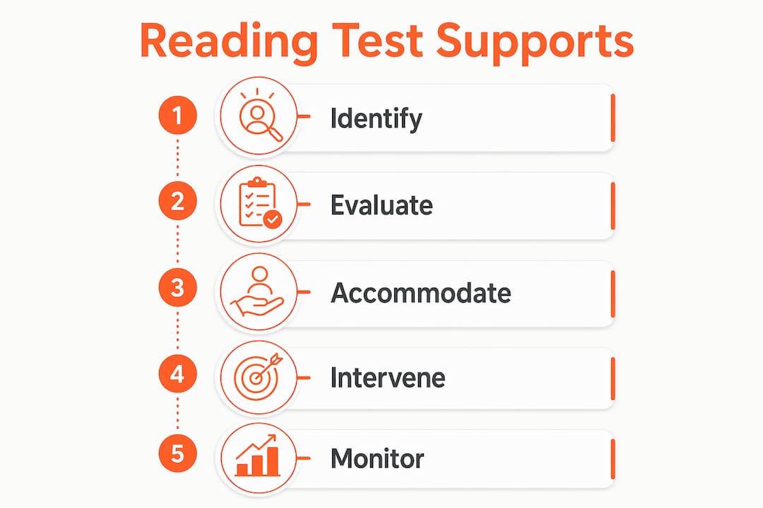 Infographic showing key steps in reading test accommodations