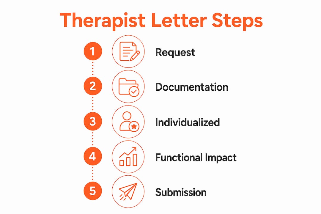 Infographic showing therapist letter preparation steps
