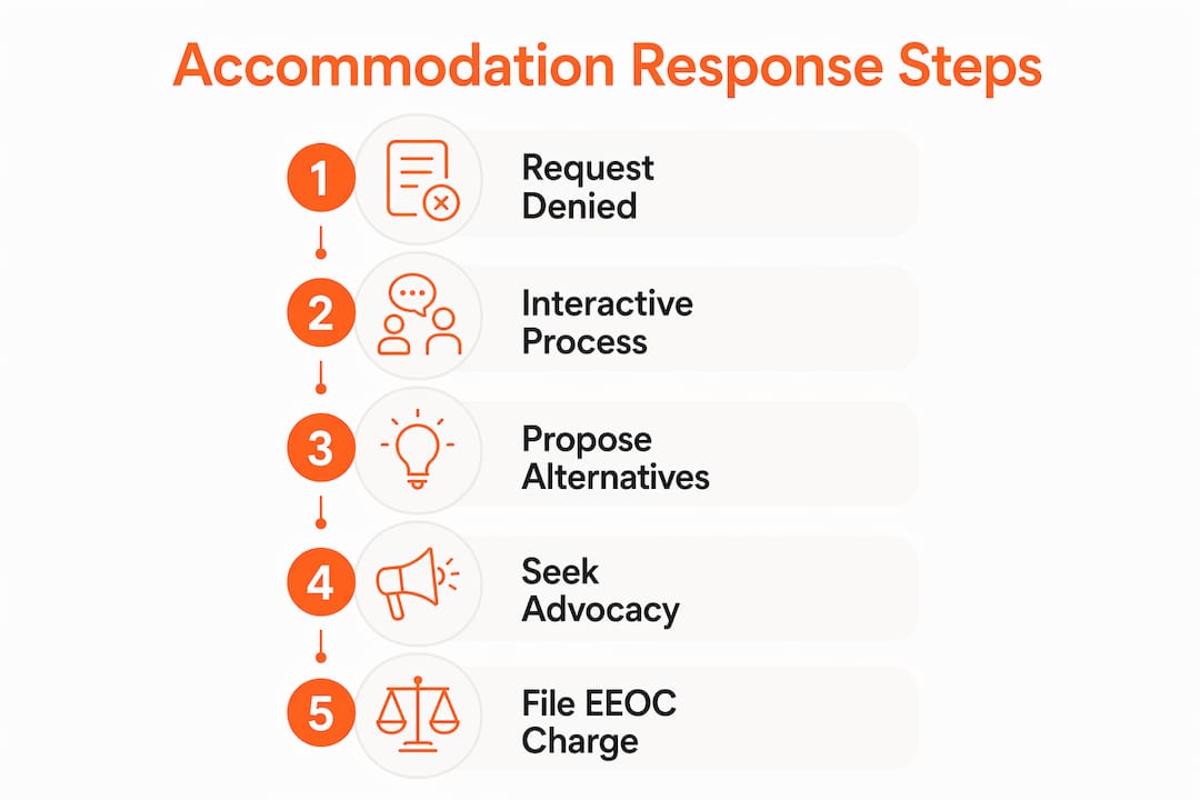 Infographic outlining steps after accommodation denial
