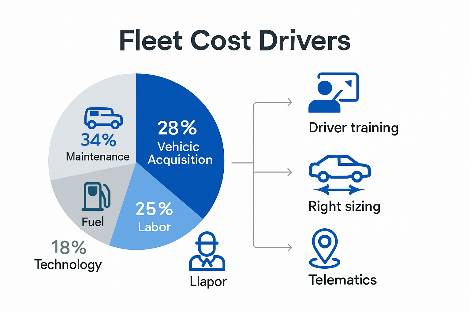Infographic showing fleet cost drivers and savings strategies