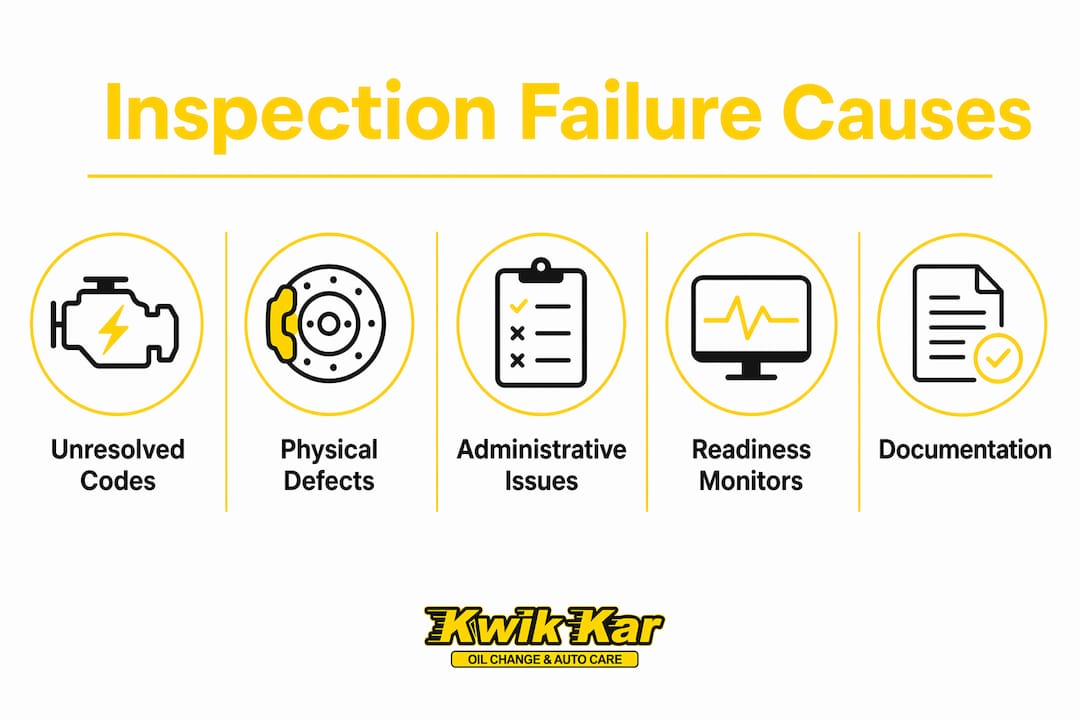 Infographic outlining main causes of vehicle inspection failure