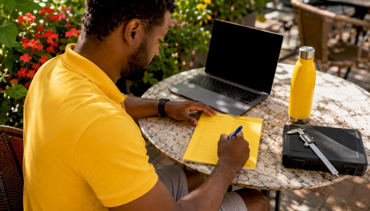 Inspector noting certification renewal checklist