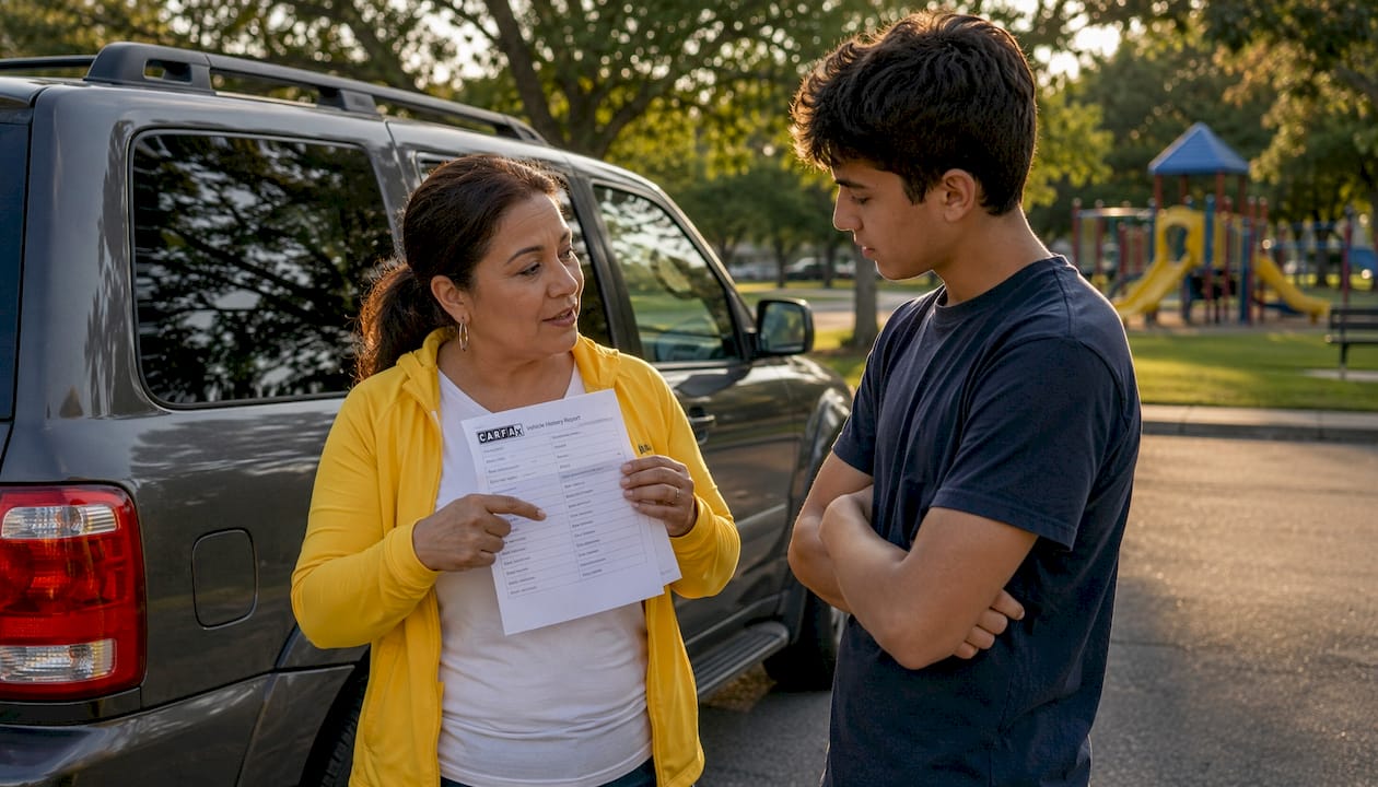 Car owner reviewing service history report