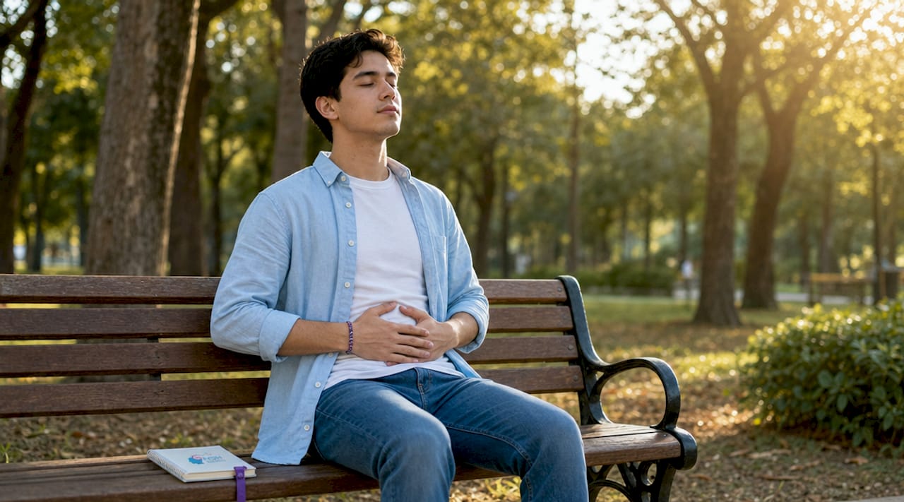 Hombre realizando ejercicios de respiración para aliviar la ansiedad