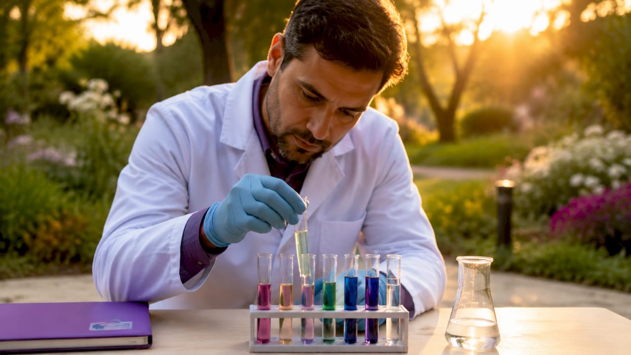 Un investigador manipula cuidadosamente varios tubos de ensayo en el laboratorio.
