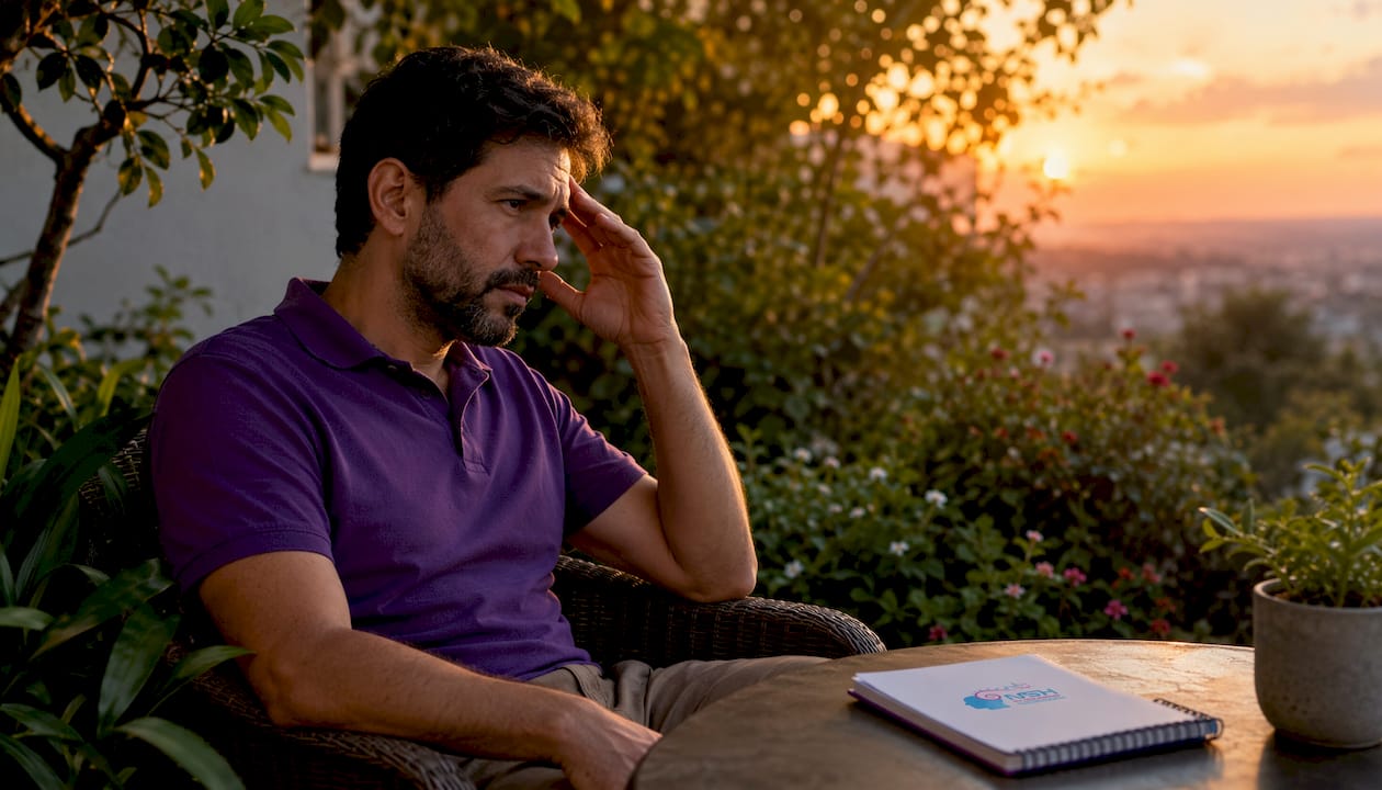 Hombre que no puede dormir por la preocupación y los nervios