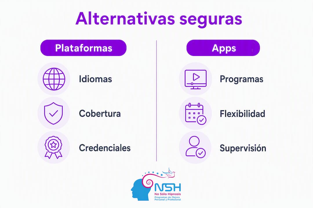 Infografía que compara las principales plataformas y aplicaciones de terapia disponibles en Europa Central