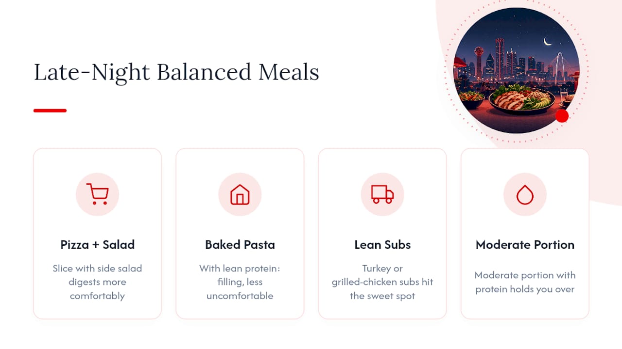 Balanced late-night meal choice diagram