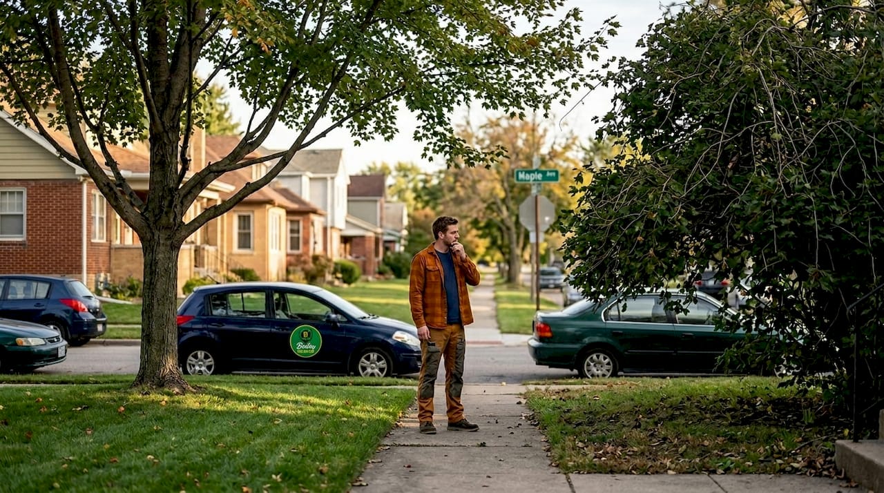 Comparing well-trimmed and overgrown trees street view