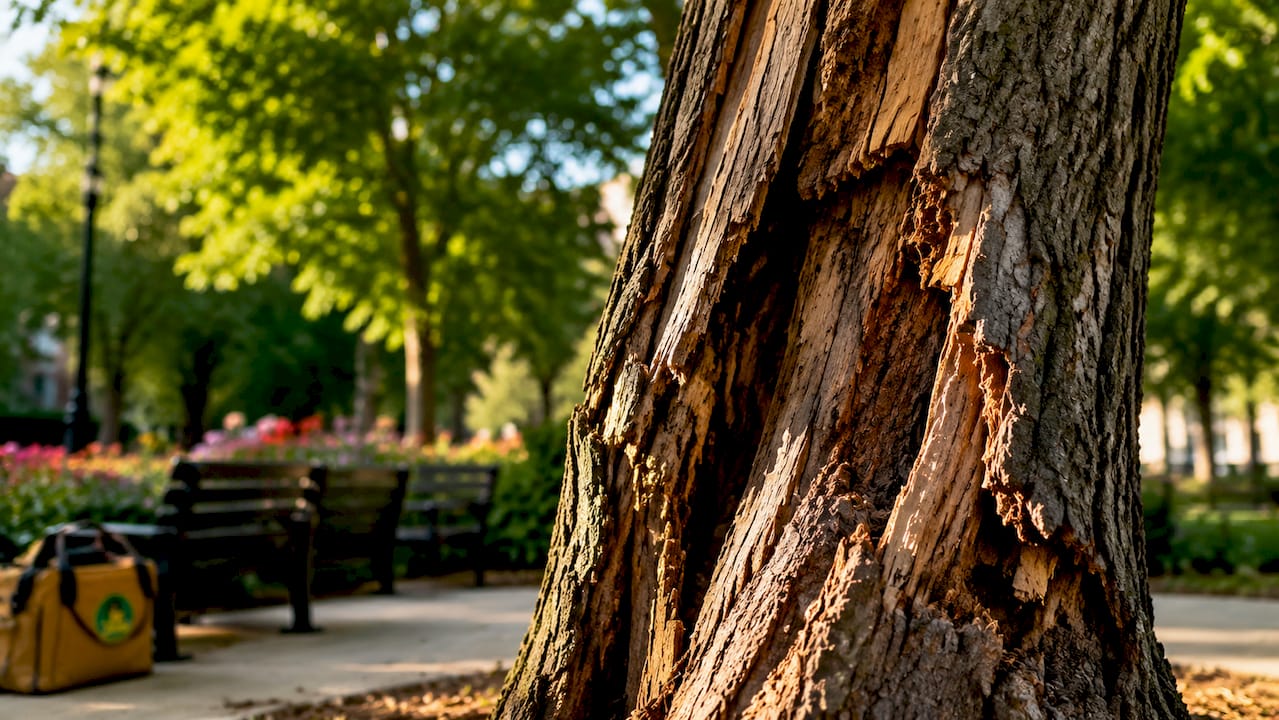 Close-up of cracked tree trunk bark
