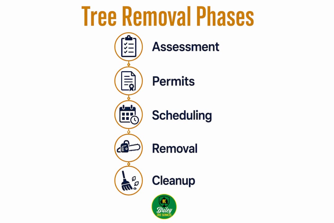 Infographic showing tree removal project phases timeline