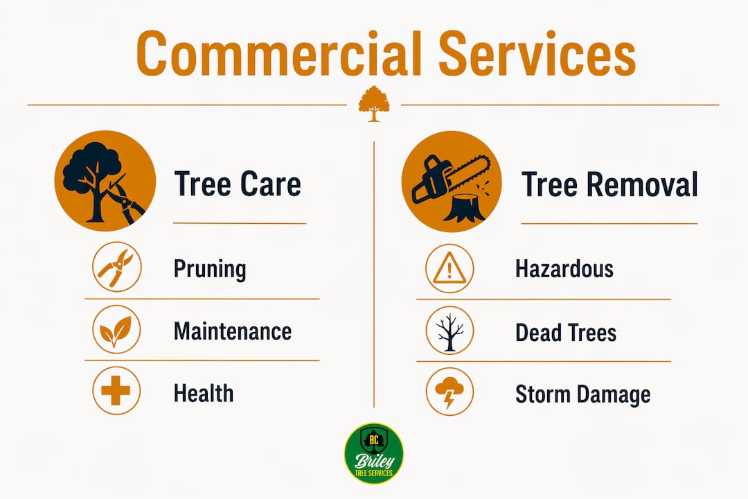 Infographic showing commercial tree services categories