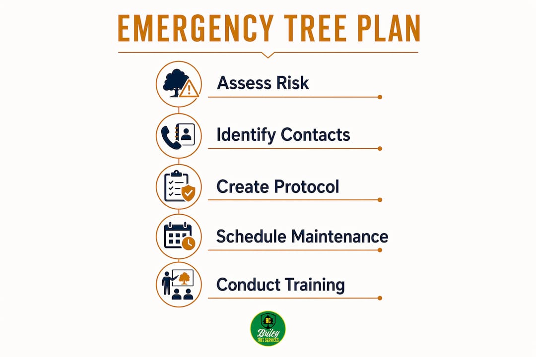 Infographic of emergency tree plan steps