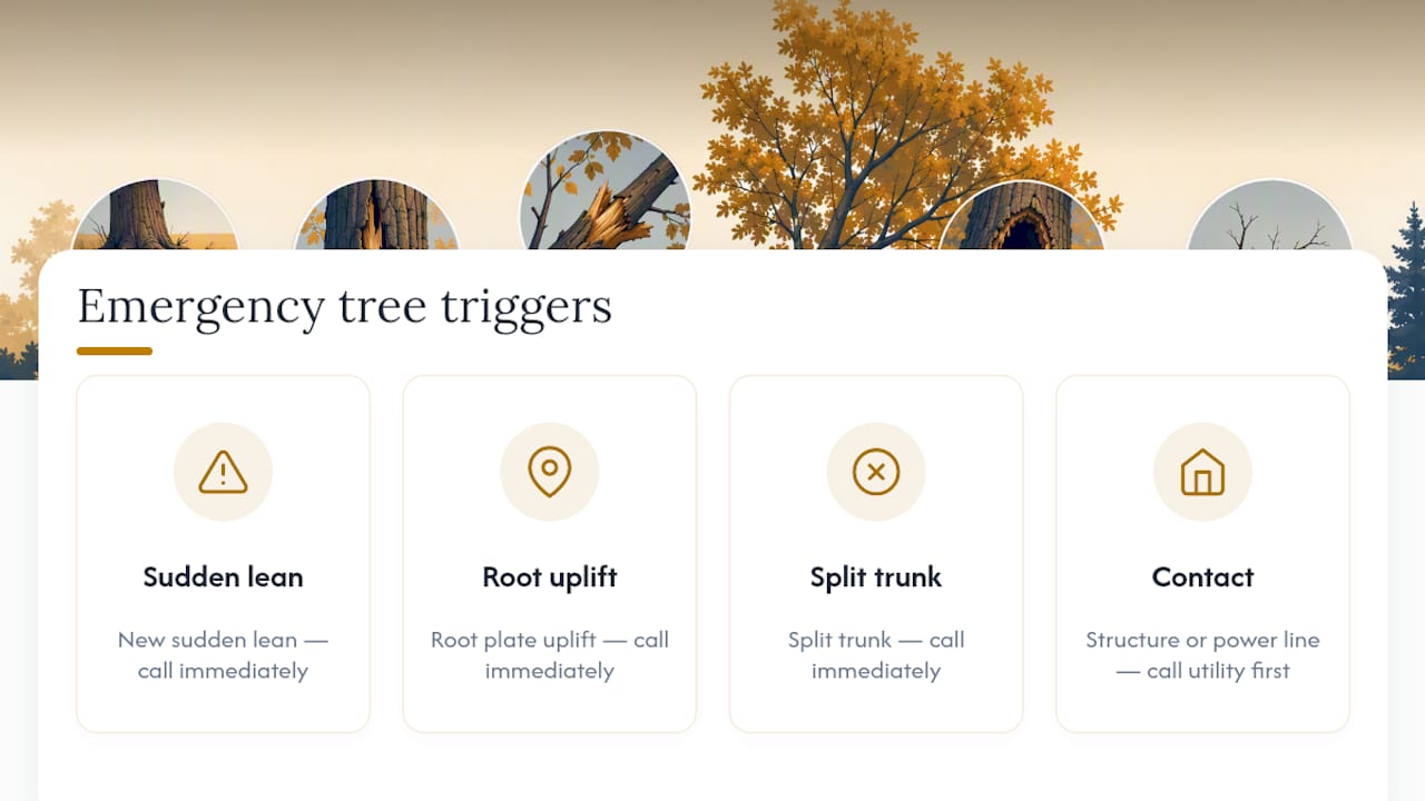 Four emergency signs requiring immediate tree help