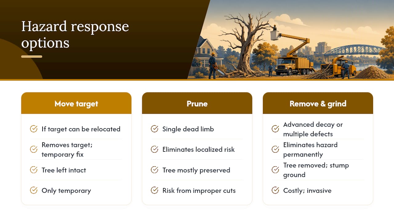 Three options for addressing hazardous tree
