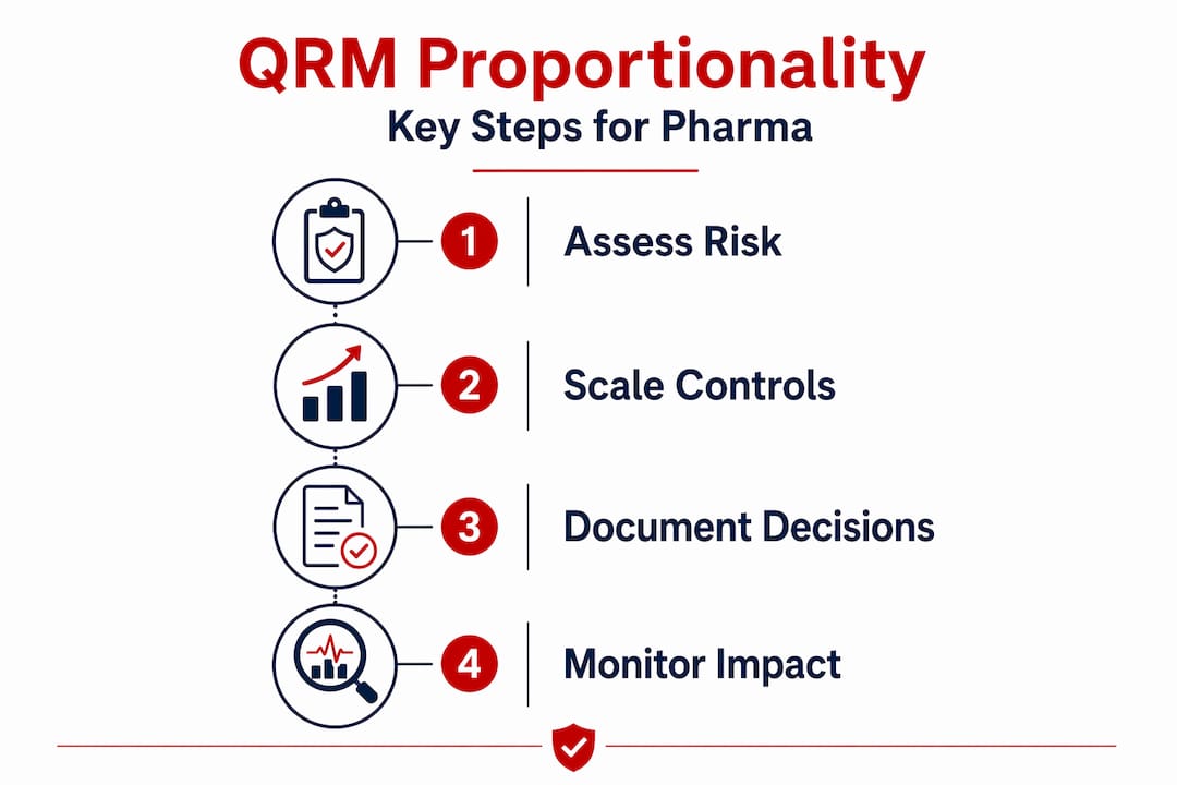 Vertical flow chart of pharma risk management steps