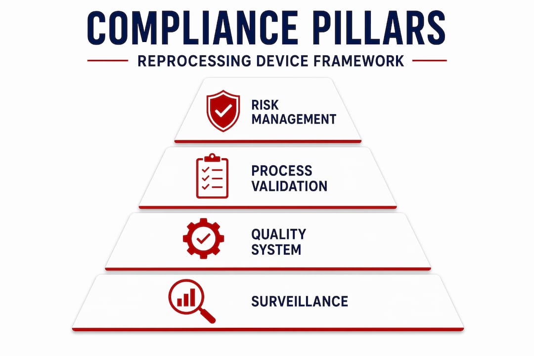 Hierarchy infographic highlighting core compliance pillars