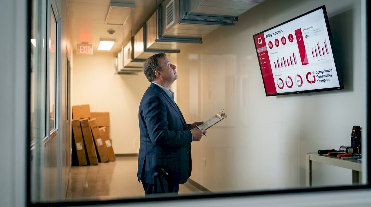 FDA investigator reviewing checklist in facility
