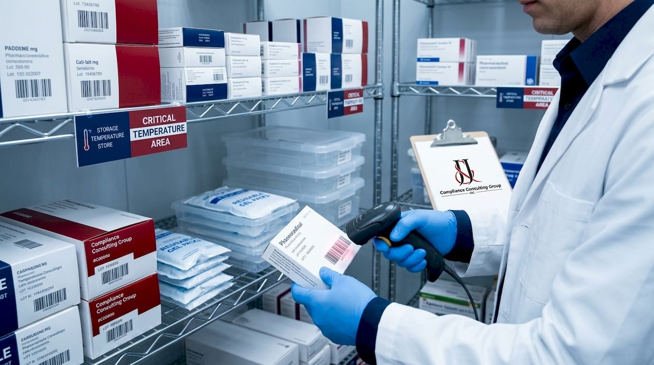 Technician scanning pharmaceutical packages