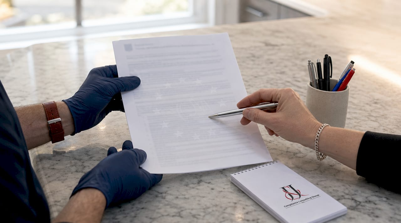 Hands pointing to EU MDR compliance paragraph