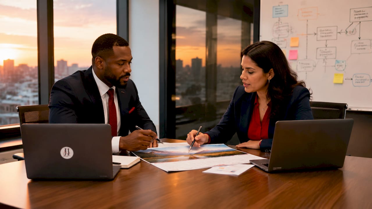 Two regulatory affairs professionals collaborating