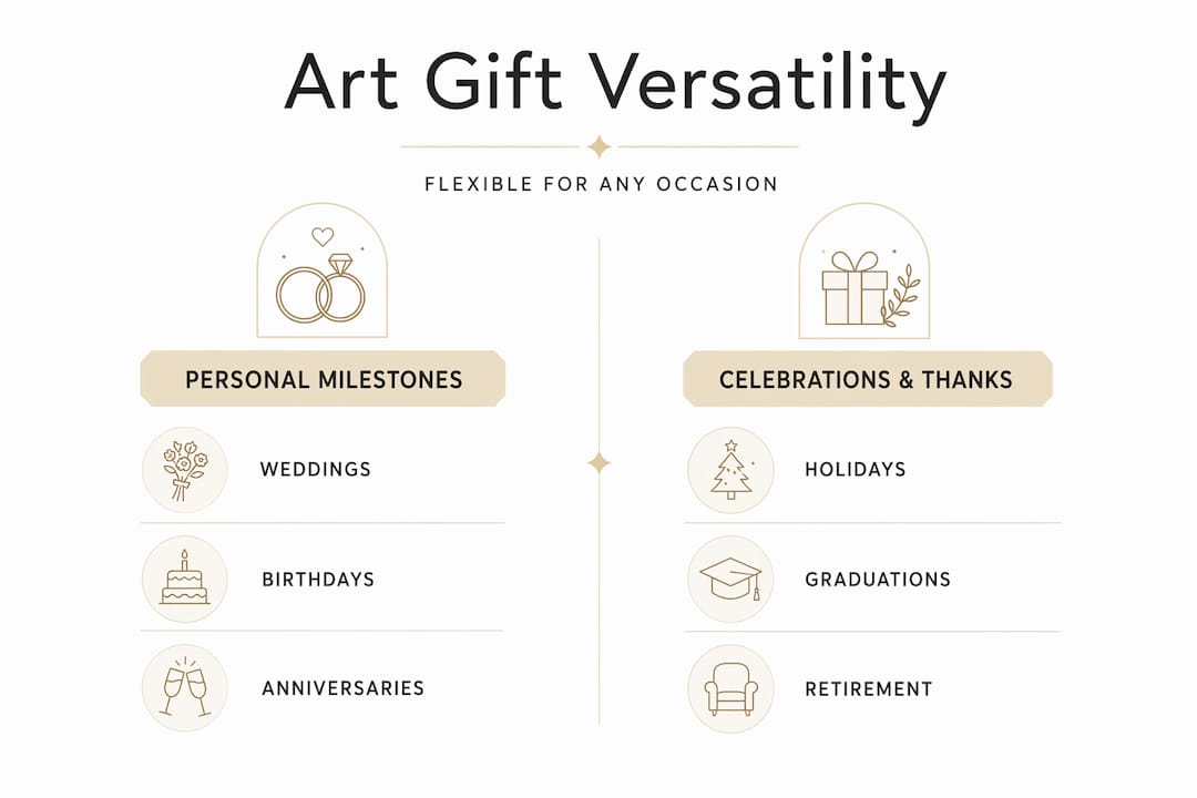 Infographic showing art gift occasions categories