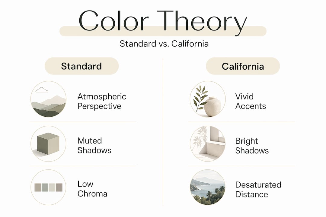 Infographic comparing standard and California color use