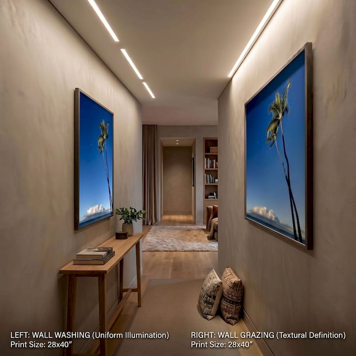 Man setting up wall washing lights