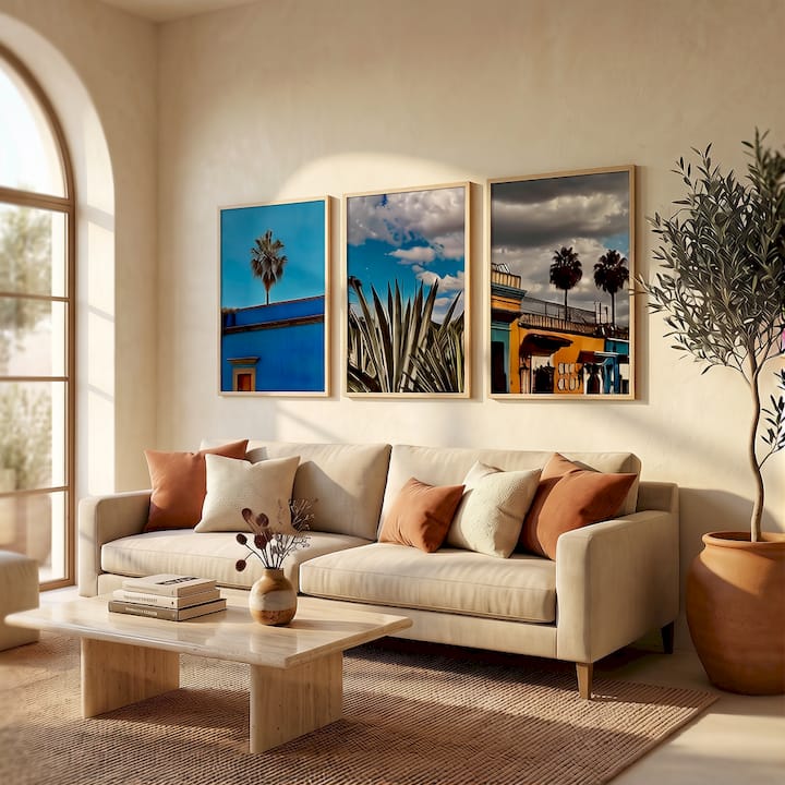 Living room showing art scale and proportion