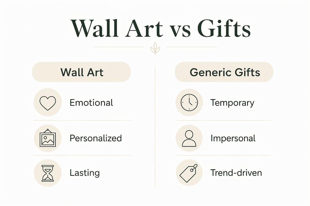 Infographic comparing wall art and generic gifts