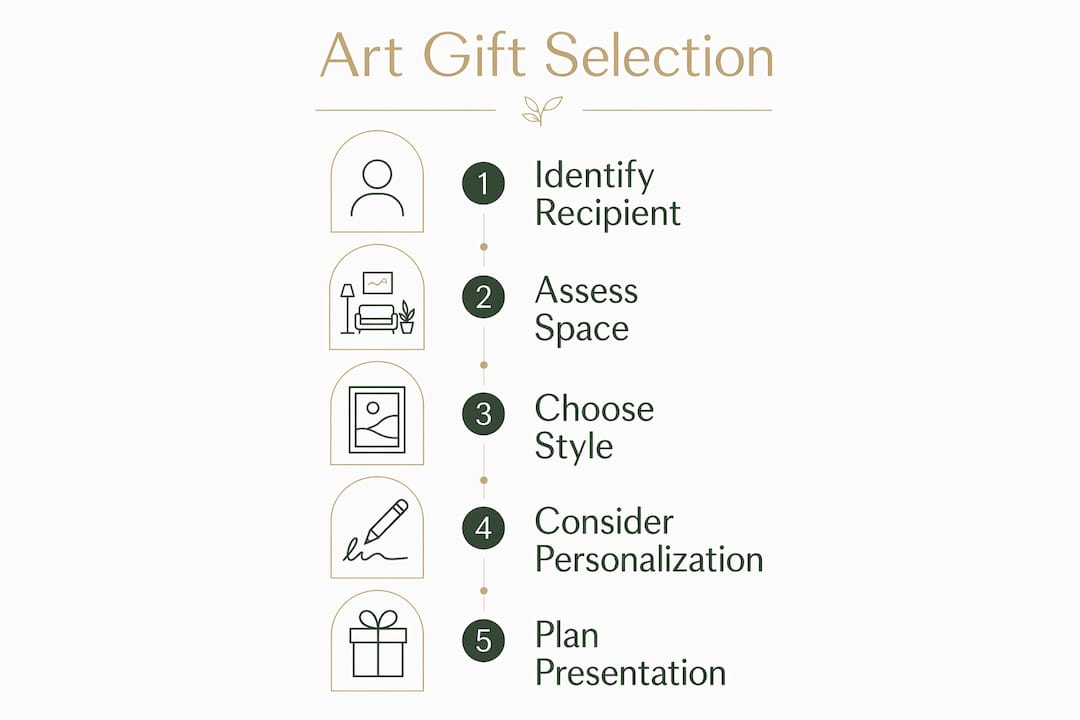Infographic with steps for selecting corporate art gifts