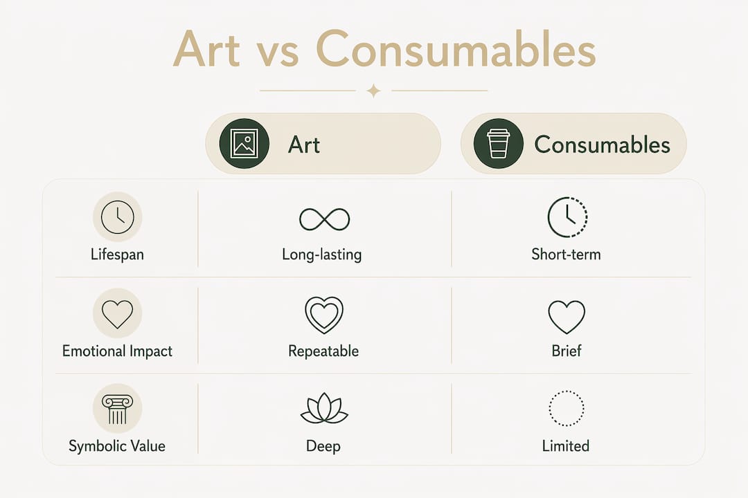 Infographic comparing art gifts to consumables